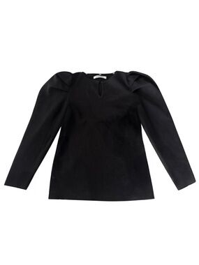 Snidel Split V-Neck Puff Sleeve Top Black